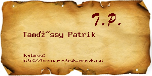 Tamássy Patrik névjegykártya