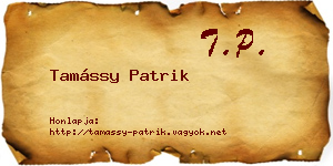 Tamássy Patrik névjegykártya